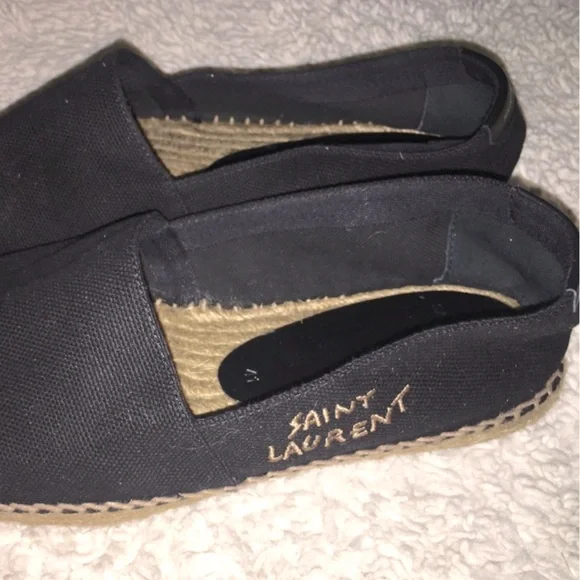 Saint Laurent Embroidered Espadrilles in Black Canvas - Picture 3 of 12